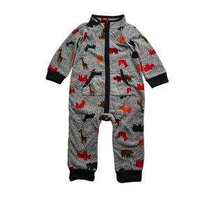 Carter's‎ Fleece Gray Animal Print Footie